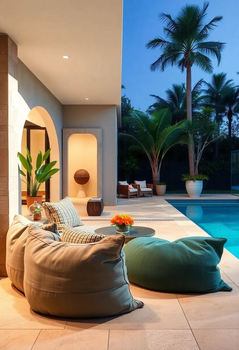 Soft, oversized ⁣Floor ⁢Pillows Made from Waterproof ​Outdoor Fabrics