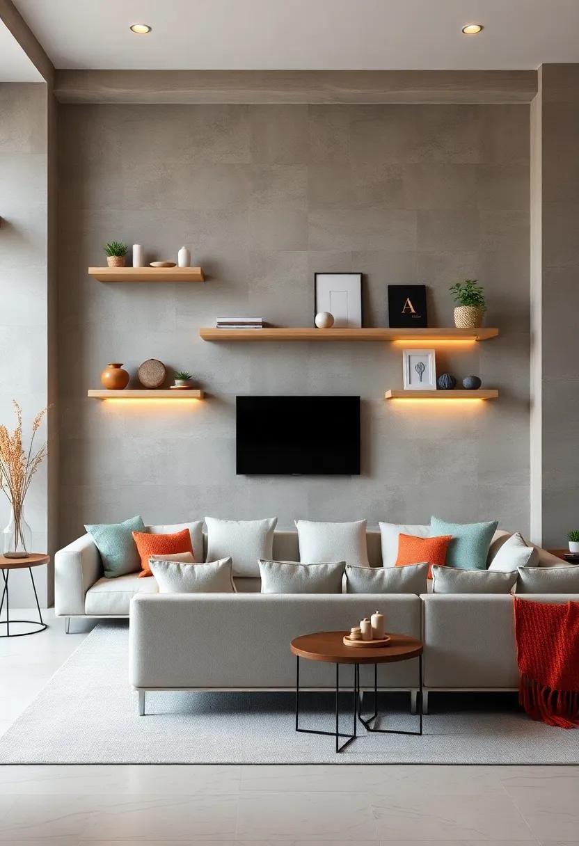 Use floating shelves with minimal accessories​ to ⁤create functional yet ⁢stylish wall displays