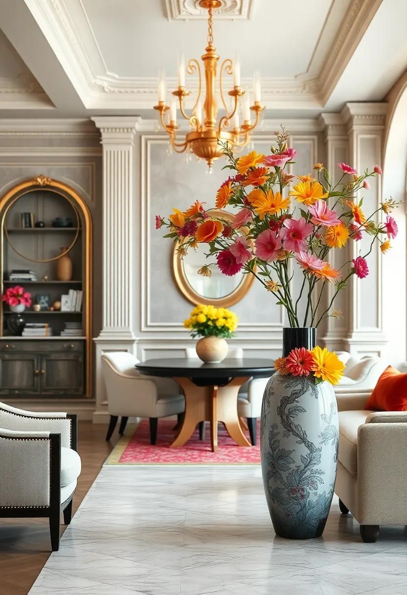 Handcrafted Porcelain Vases ⁤with Fresh Floral⁤ Arrangements