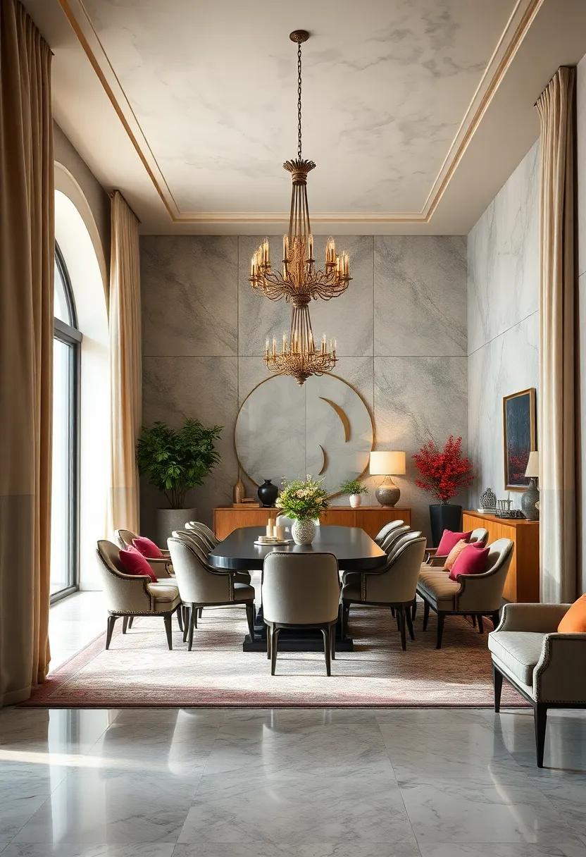 Heavy Drapery in Luxurious fabrics like Silk or Velvet