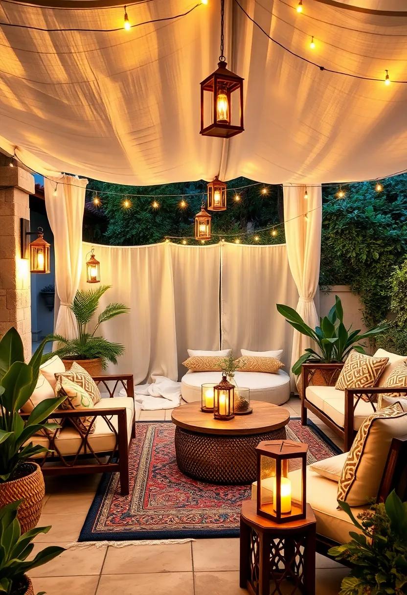 Incorporate ⁢lanterns‍ into a Moroccan-inspired tent or‌ canopy for a magical,⁢ secluded retreat
