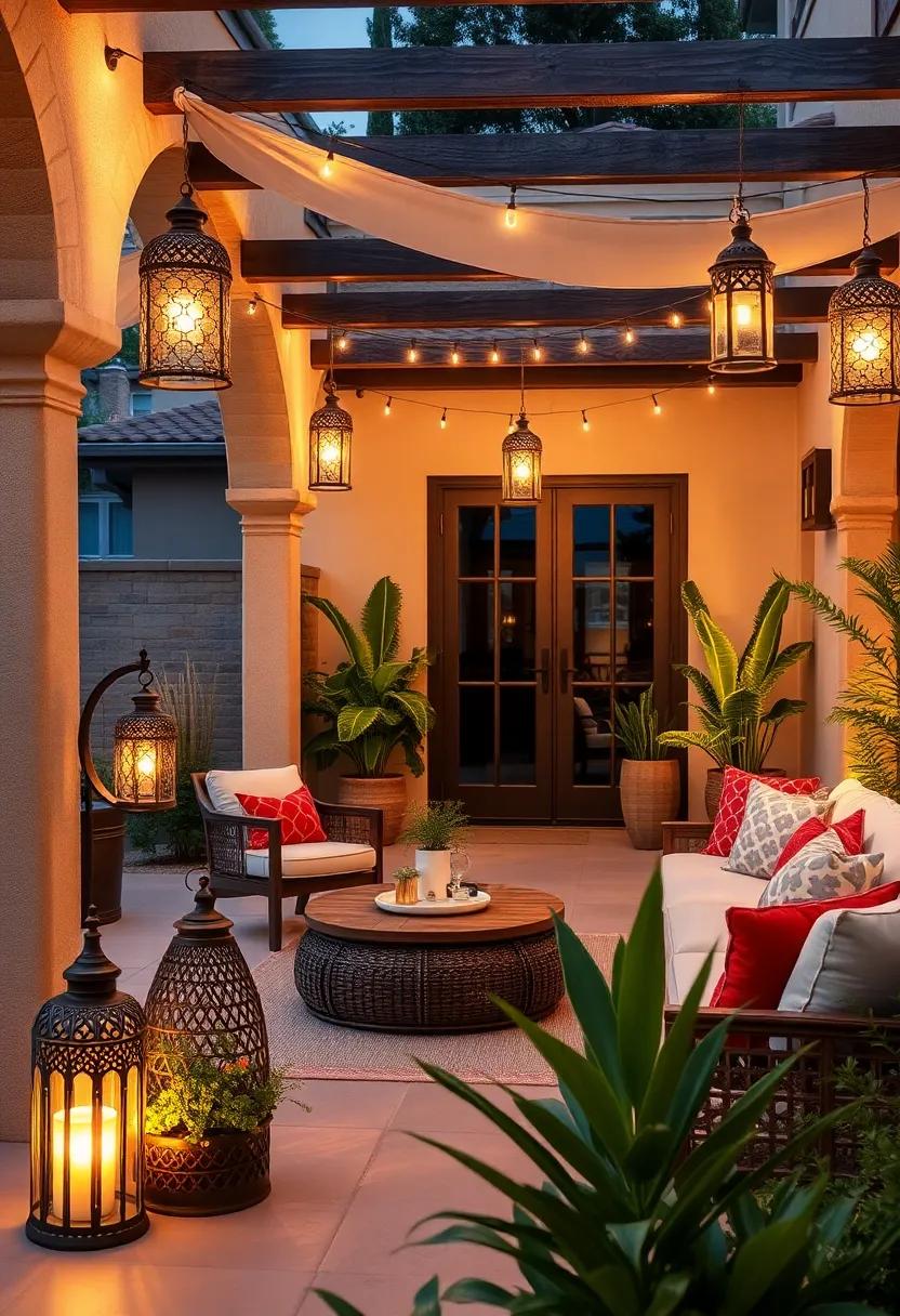Use solar-powered​ Moroccan lanterns to enjoy eco-friendly illumination without wiring concerns