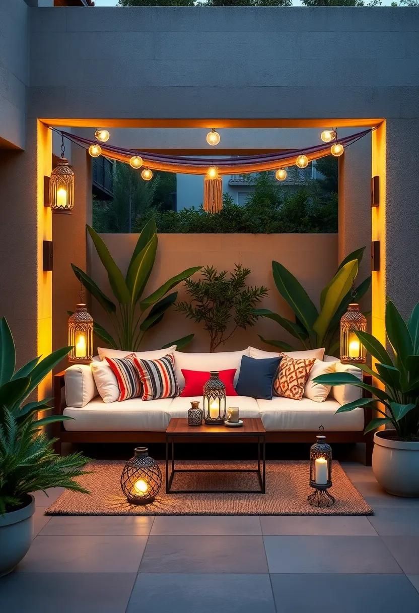 Use Moroccan lanterns as​ bedside⁤ lamps in an outdoor daybed​ setup​ for a cozy,exotic vibe