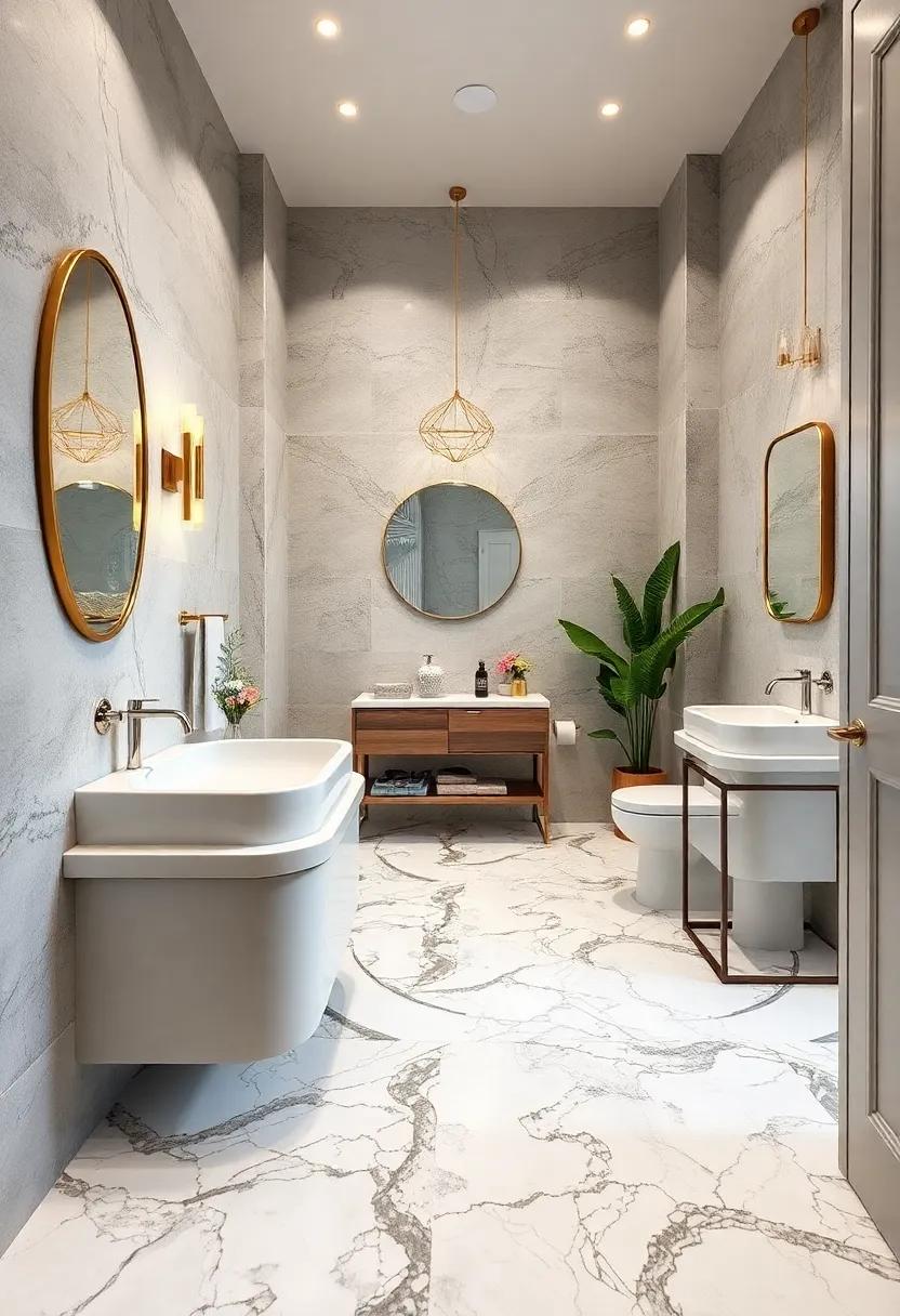 Marble Mosaic Magic: Elevate your powder room with intricate marble mosaic floors that add timeless elegance and visual interest