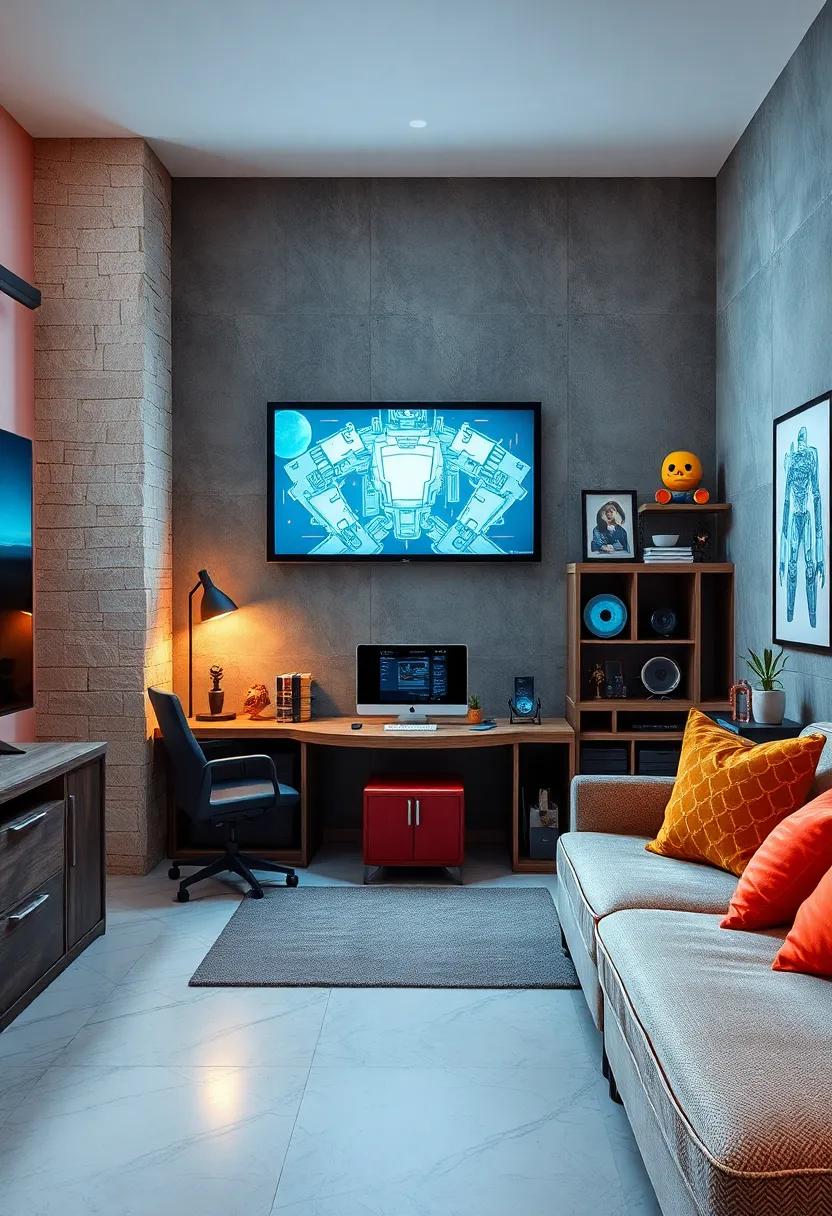 Include a digital drawing tablet station for creating robot designs and sci-fi art