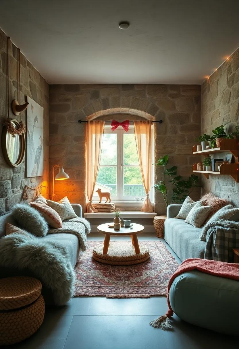 A⁣ cozy den-themed room with fur throws, woodland-inspired cushions, and warm amber‍ lighting