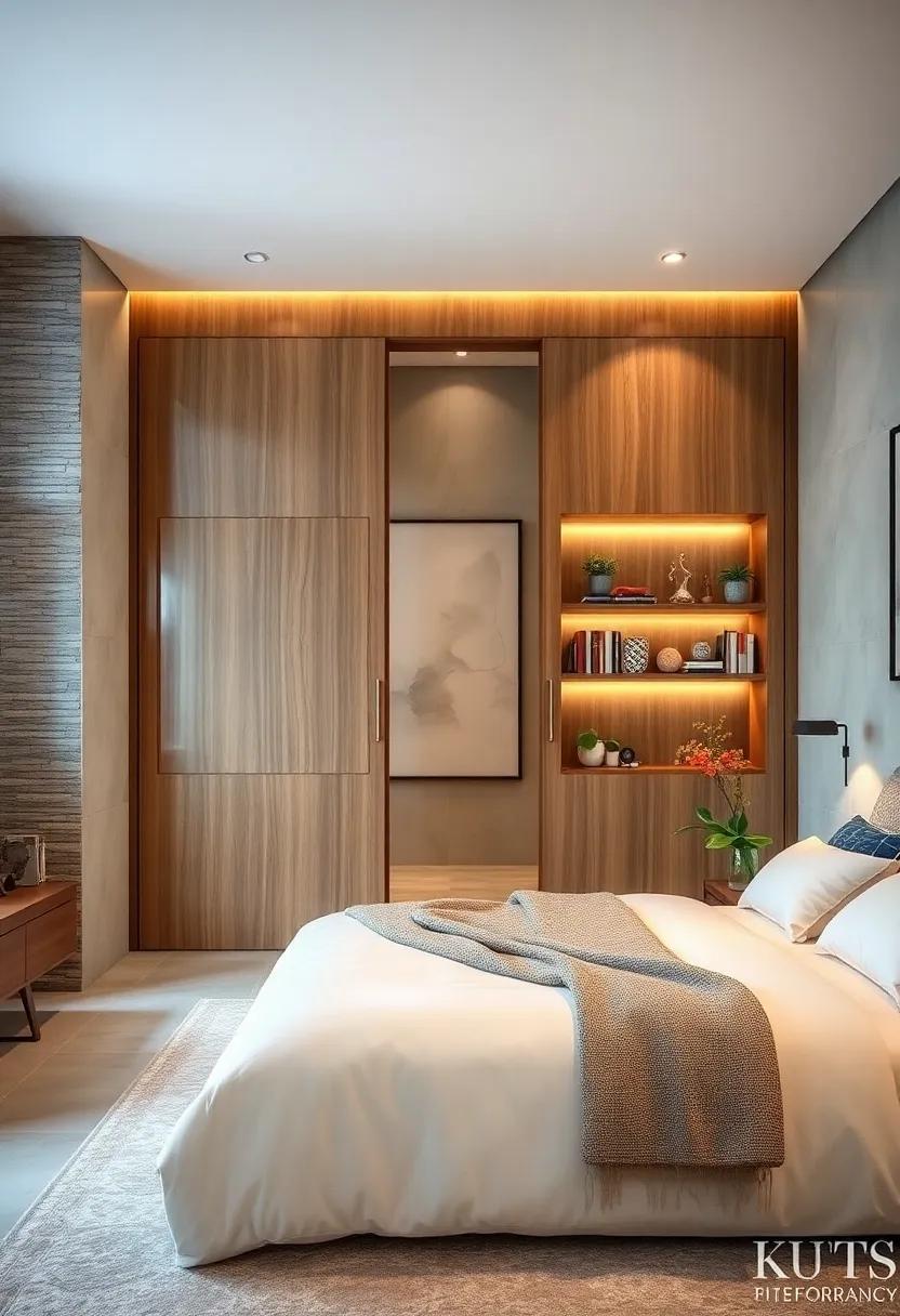 Utilize sliding doors with built-in shelving to store books and decorative⁣ items seamlessly