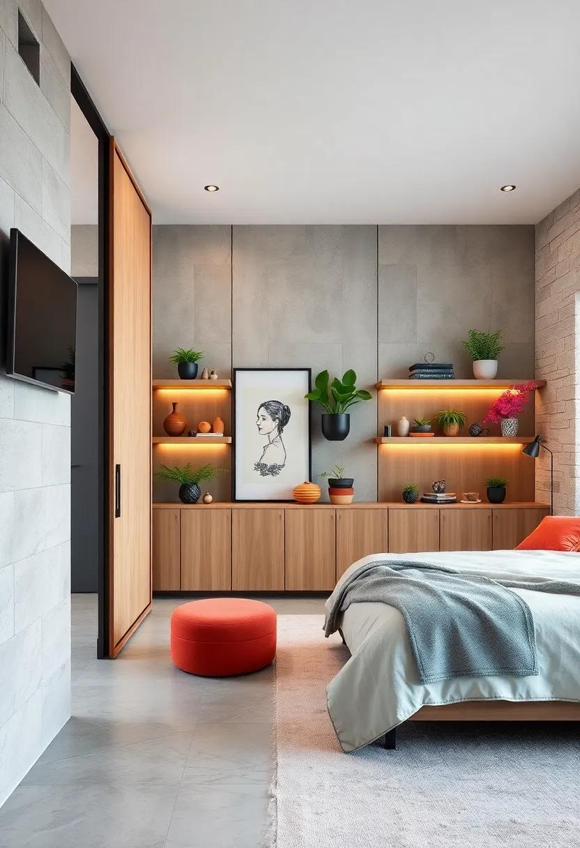 Incorporate sliding doors⁢ with⁣ external shelving units to display plants or frequently ‌used items stylishly