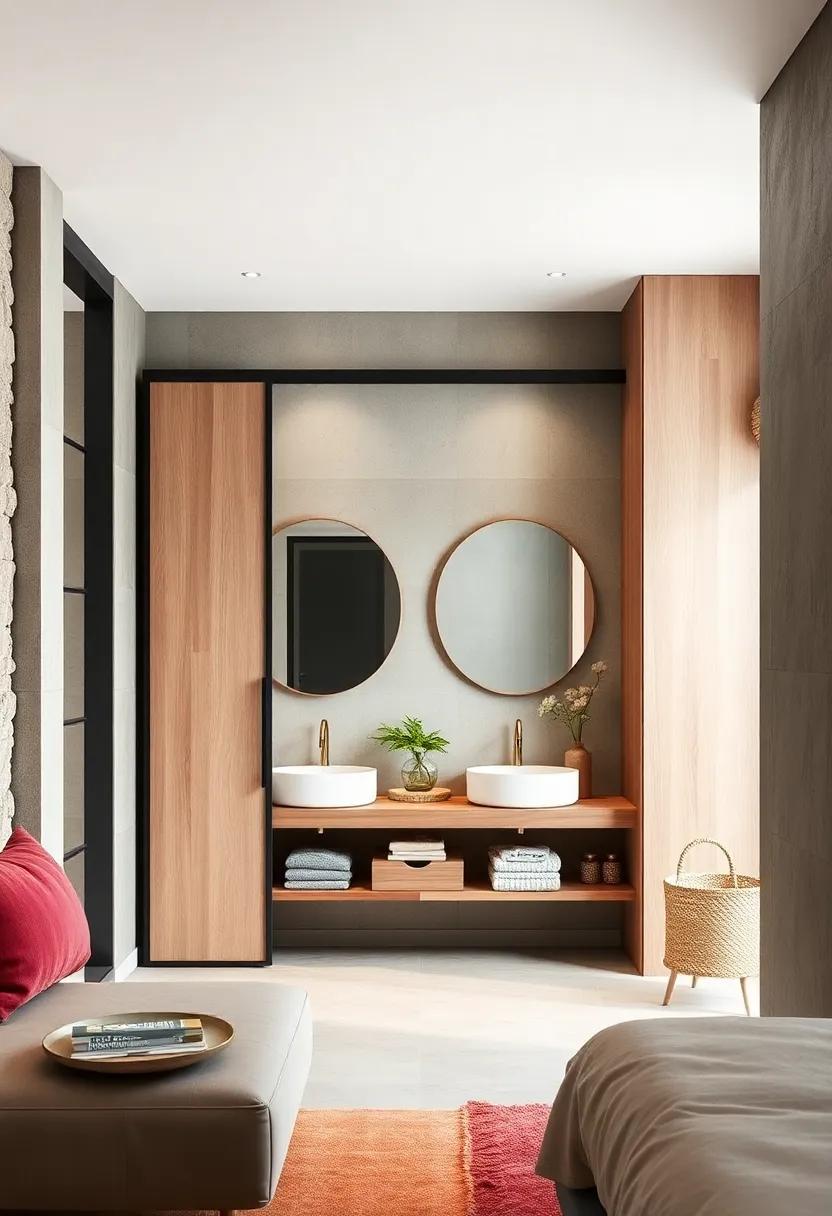 Design sliding doors that open ​to reveal ⁢vanity areas complete with⁢ storage for cosmetics‍ and ‌toiletries