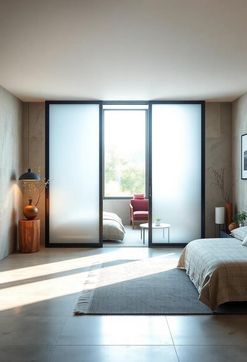 Choose sliding⁤ doors with translucent panels to‍ softly diffuse light while maintaining privacy