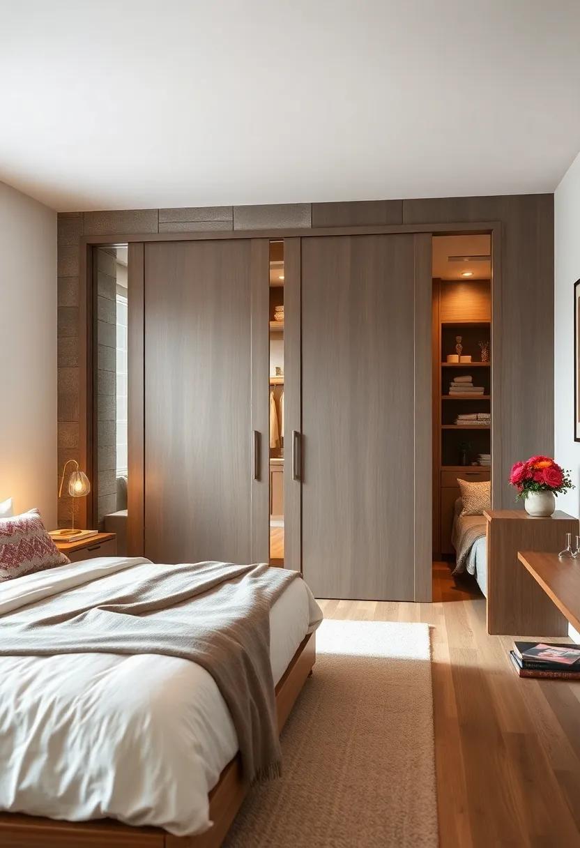 Combine sliding doors with built-in laundry hampers to keep dirty clothes out of⁣ sight