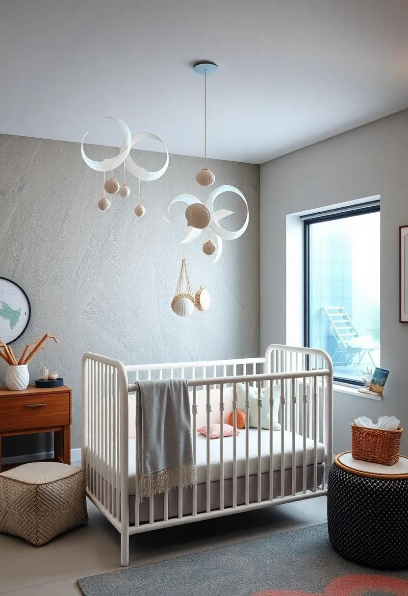 Hand-Painted Seashell Mobiles that Gently Spin Above the Crib