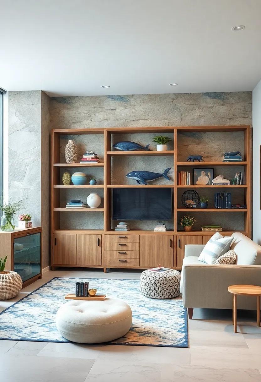 Nautical-Inspired Shelving with Whale and Dolphin Accents