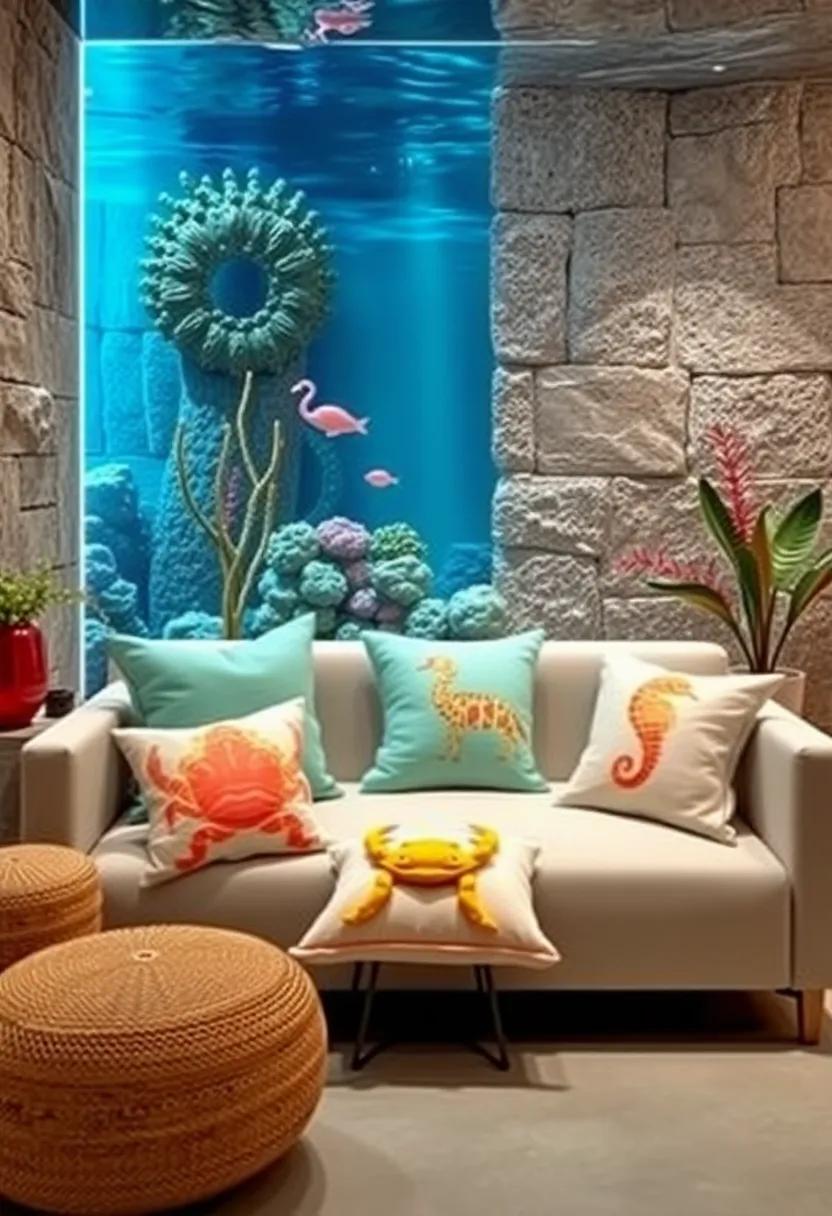 Ocean Floor Animal Throw pillows, Including Crabs and Seahorses