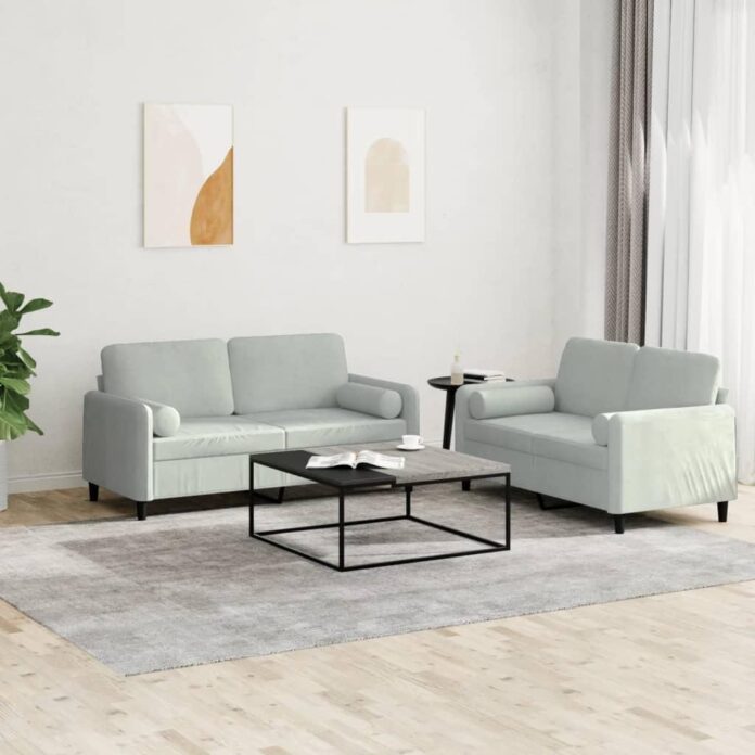 Our Honest Take on the Light Grey Velvet 2-Seater Sofa Set
