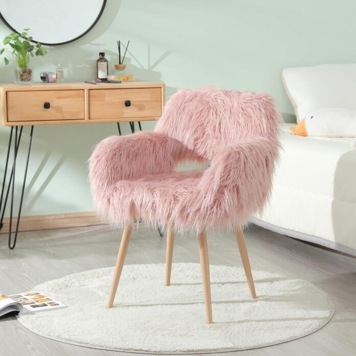 Our Review of the Cozy Pink Faux Fur Chair with Stylish Wood Legs