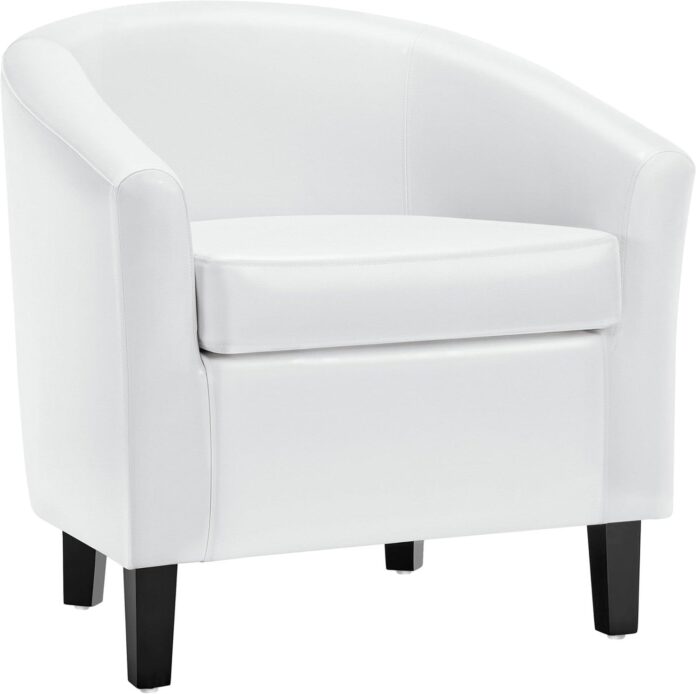 Our Honest Take on the Yaheetech White Faux Leather Barrel Chair