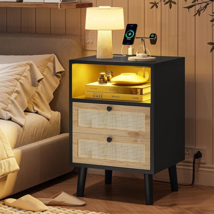 Our Honest Take on the VIAGDO Rattan Nightstand with Charging