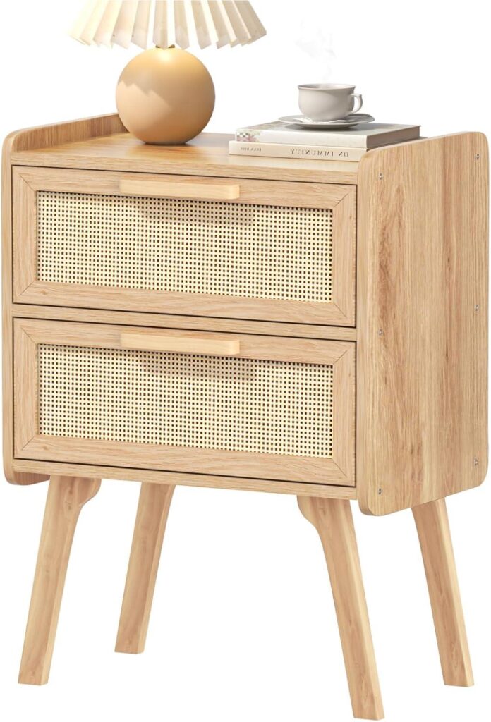 Why We Love the Lerliuo Rattan Nightstand for Small Spaces