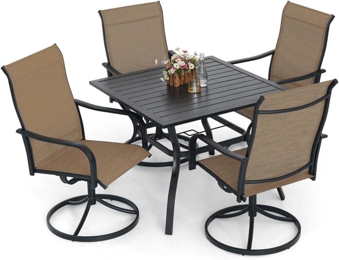 Our Take on the Stylish 35″ Patio Set with Swivel Yellow Chairs