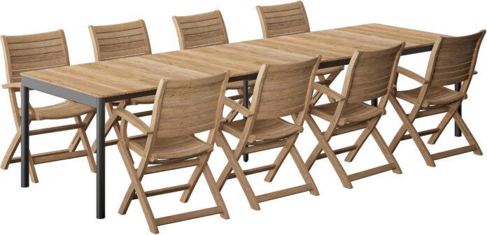 Why We Love the Shoal Patio 9-Piece Teak Dining Set Outdoors