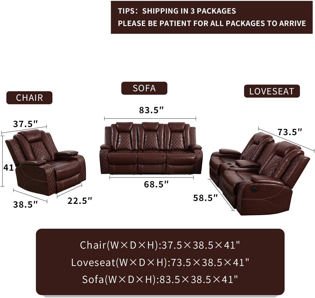Our Honest take: Brown Leather Recliner set with Storage & LED Lights