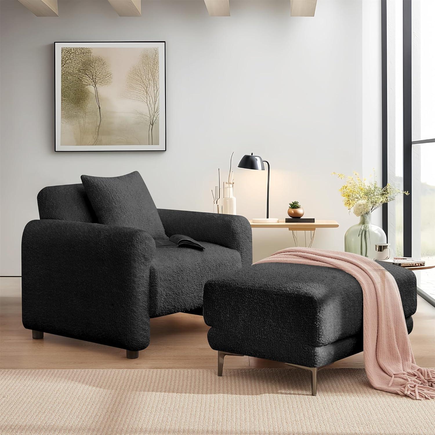 Our Take on the Cozy Lambswool‌ Accent​ Chair & Ottoman Set