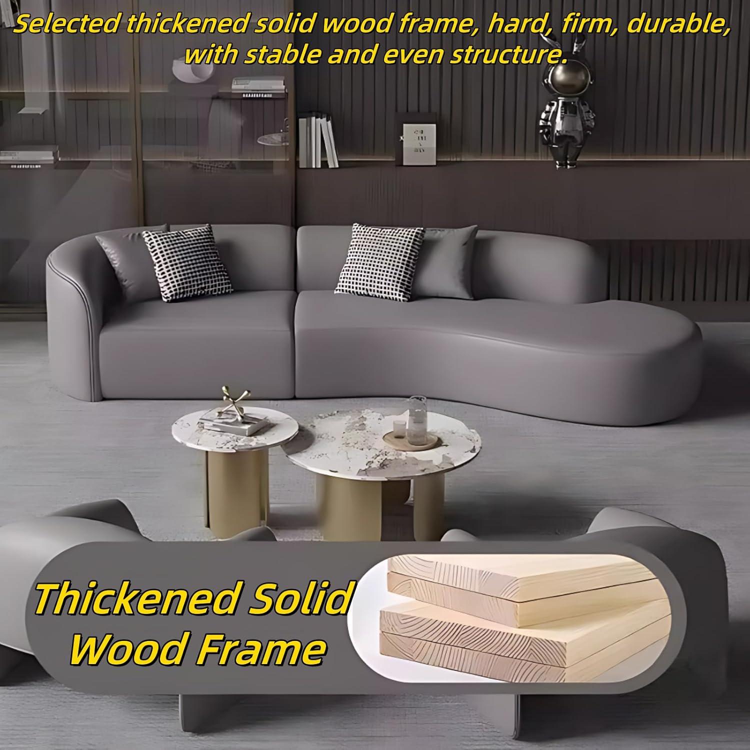 Our​ Take on the 118.1IN Curved Leather Sofa & Stone Coffee Table