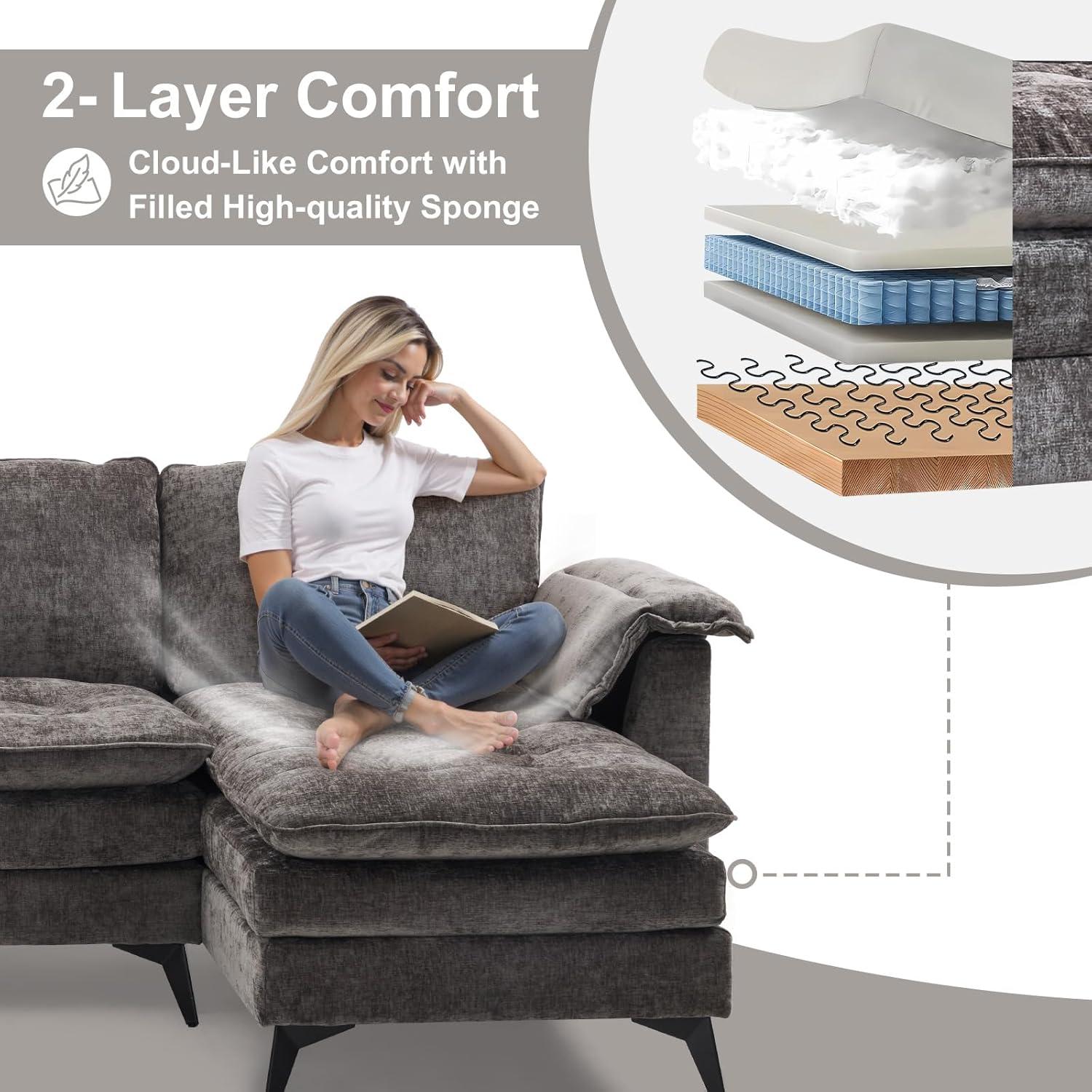 Our Honest Take on ‍the VINGLI 129'' Reversible Sectional Couch