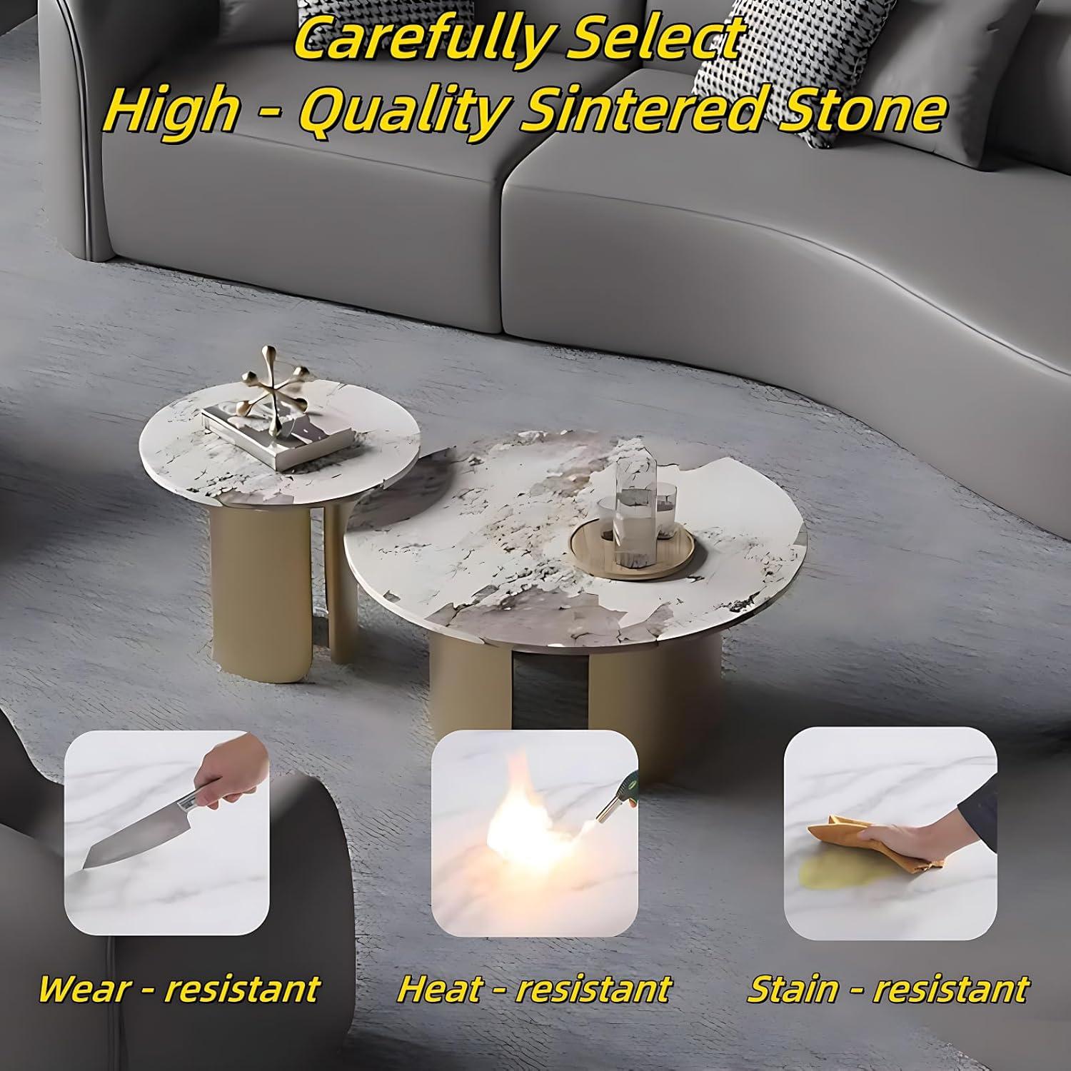 Our Take on the 118.1IN Curved ⁢Leather Sofa & Stone Coffee Table