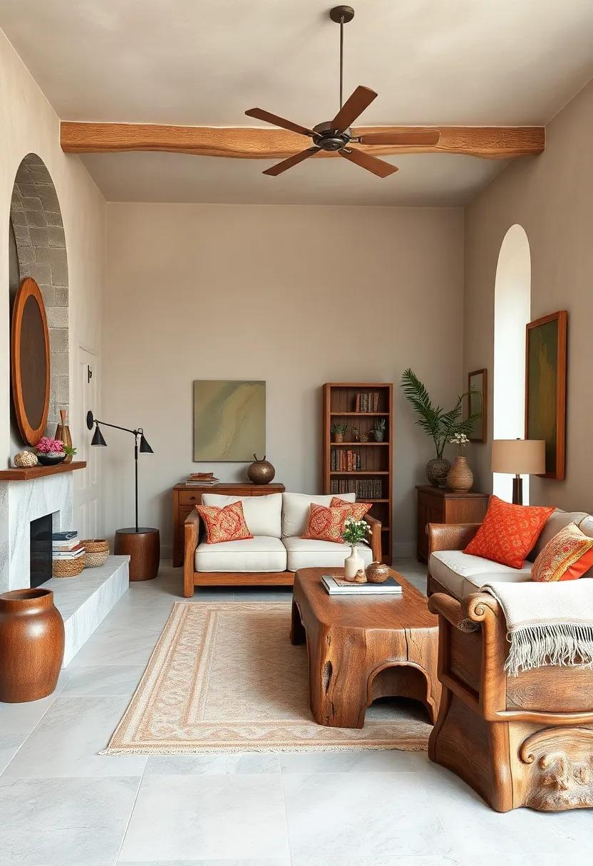 Natural Wood Furniture with Rustic, ​Carved Details