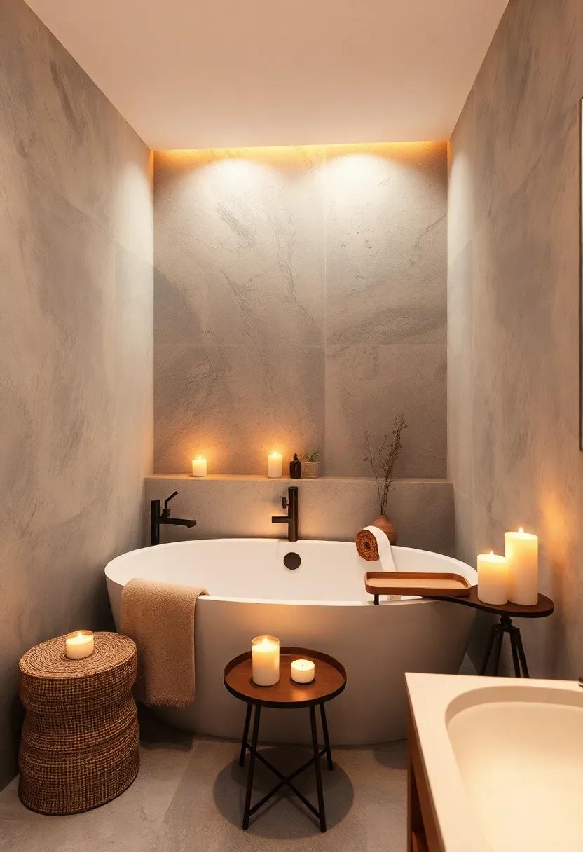LED Candles Placed Around the Bathtub for Spa-Like serenity