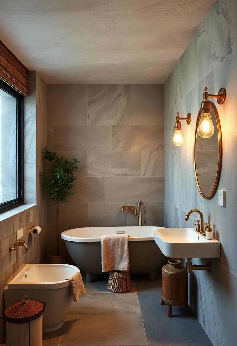 Vintage Brass Fixtures with Dimmed Halogen Bulbs for Soft Glow