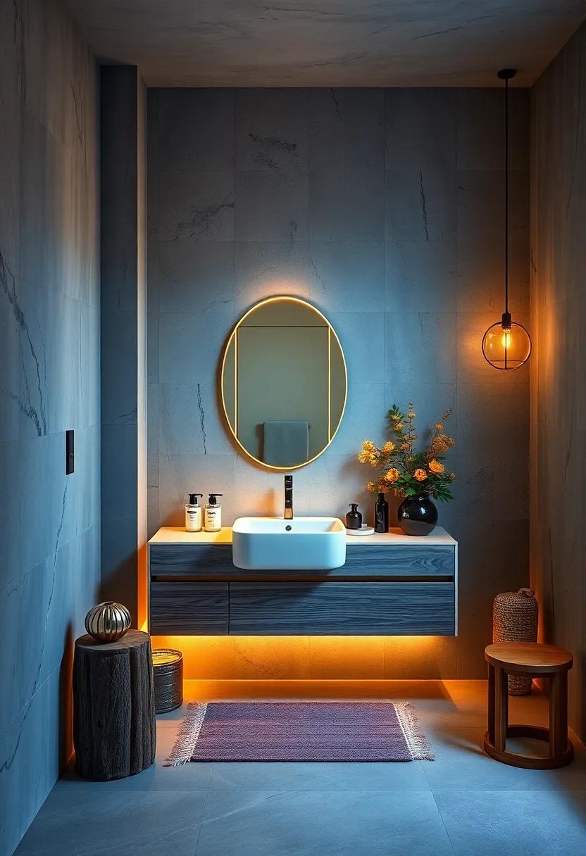 Warm LED Strip Lights Under the Vanity for Subtle Ambiance