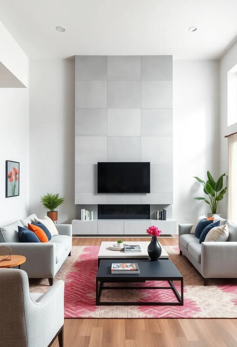 Light Charcoal Gray Accent Wall with ​Surrounding White Walls for Subtle Drama