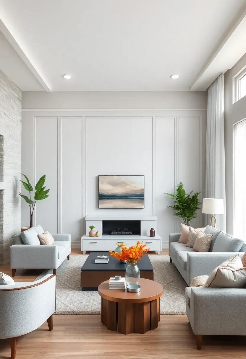 Whisper Gray Walls ​with Textured White Paneling​ for Added⁢ Visual Interest