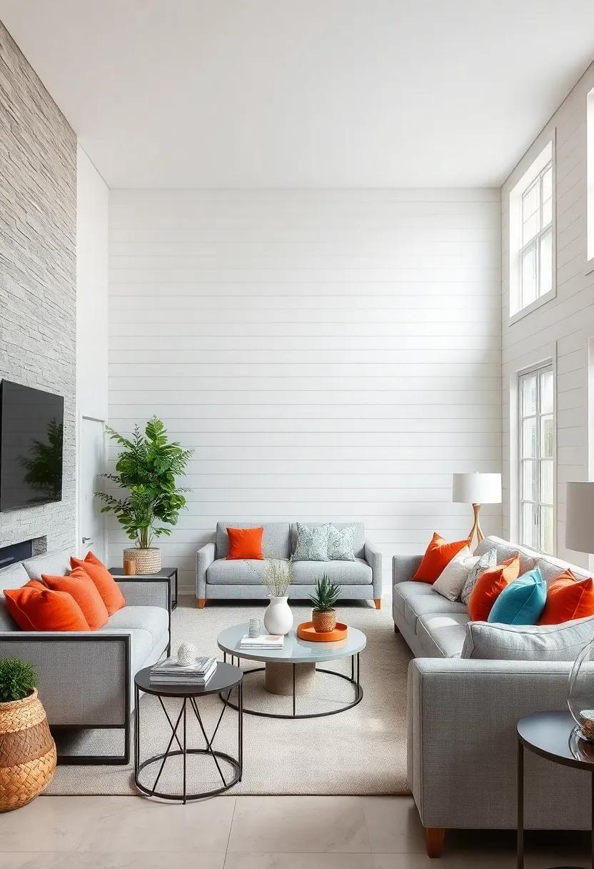 Light Silver Gray⁣ Walls with ⁢White Shiplap Accents for a Contemporary Coastal Vibe