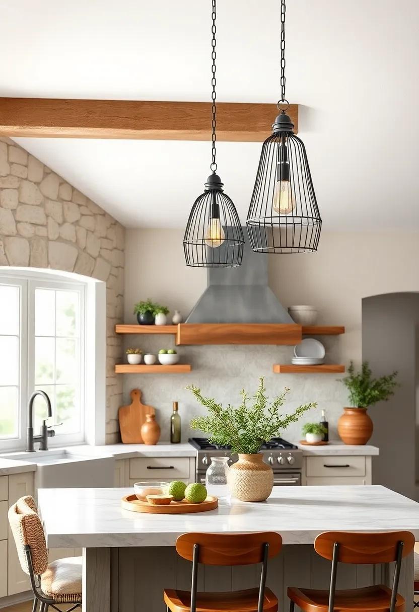Farmhouse-Style Pendant Lamps with Wire Cage⁤ Shades