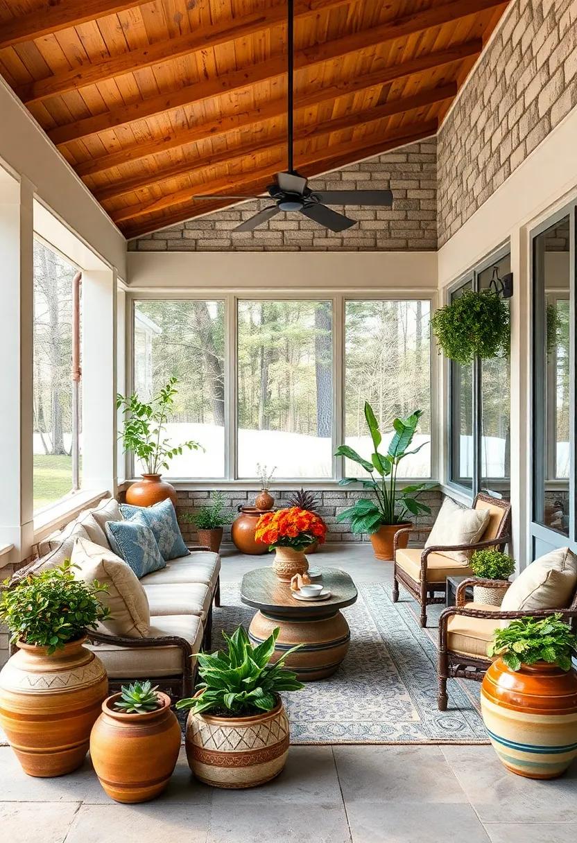 use‍ warm-toned pottery and ceramic accents as both decorative and comforting elements throughout your⁢ porch