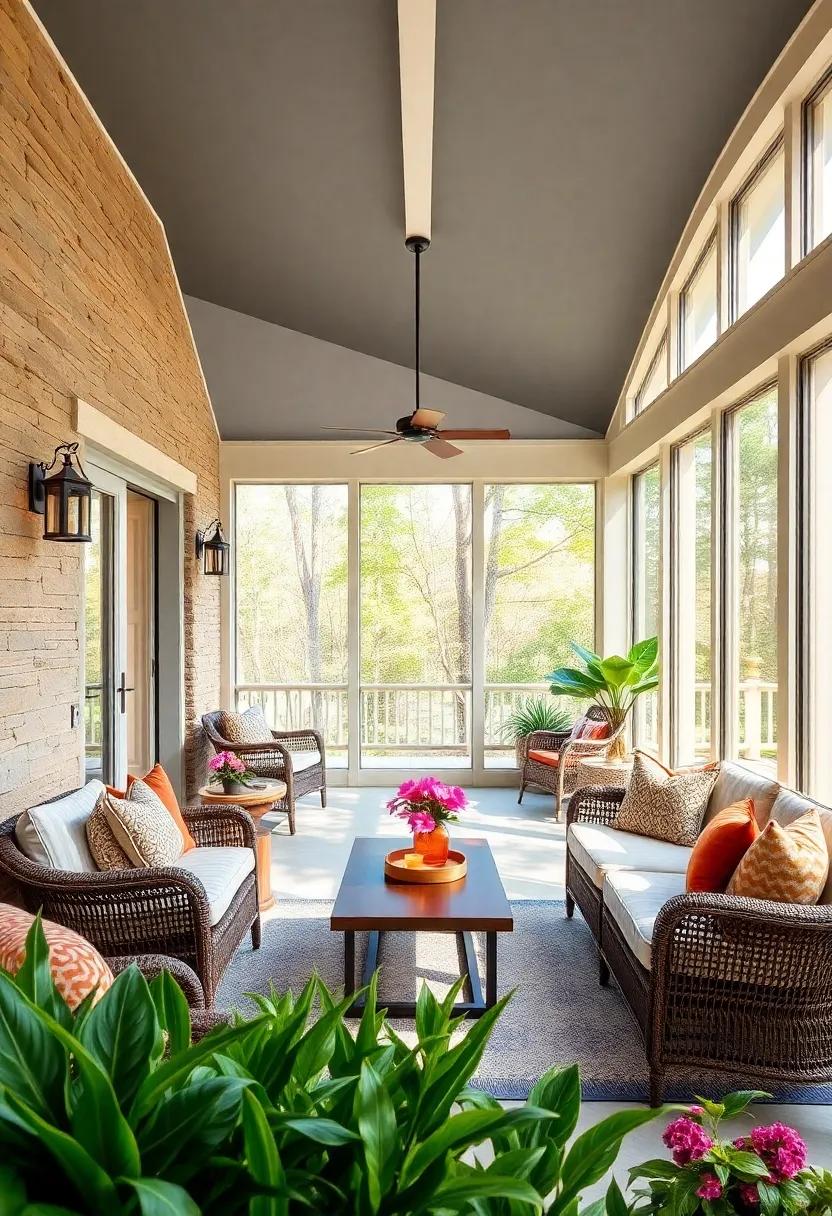 Embrace natural light with floor-to-ceiling sliding doors that seamlessly connect your screened porch to the outdoors