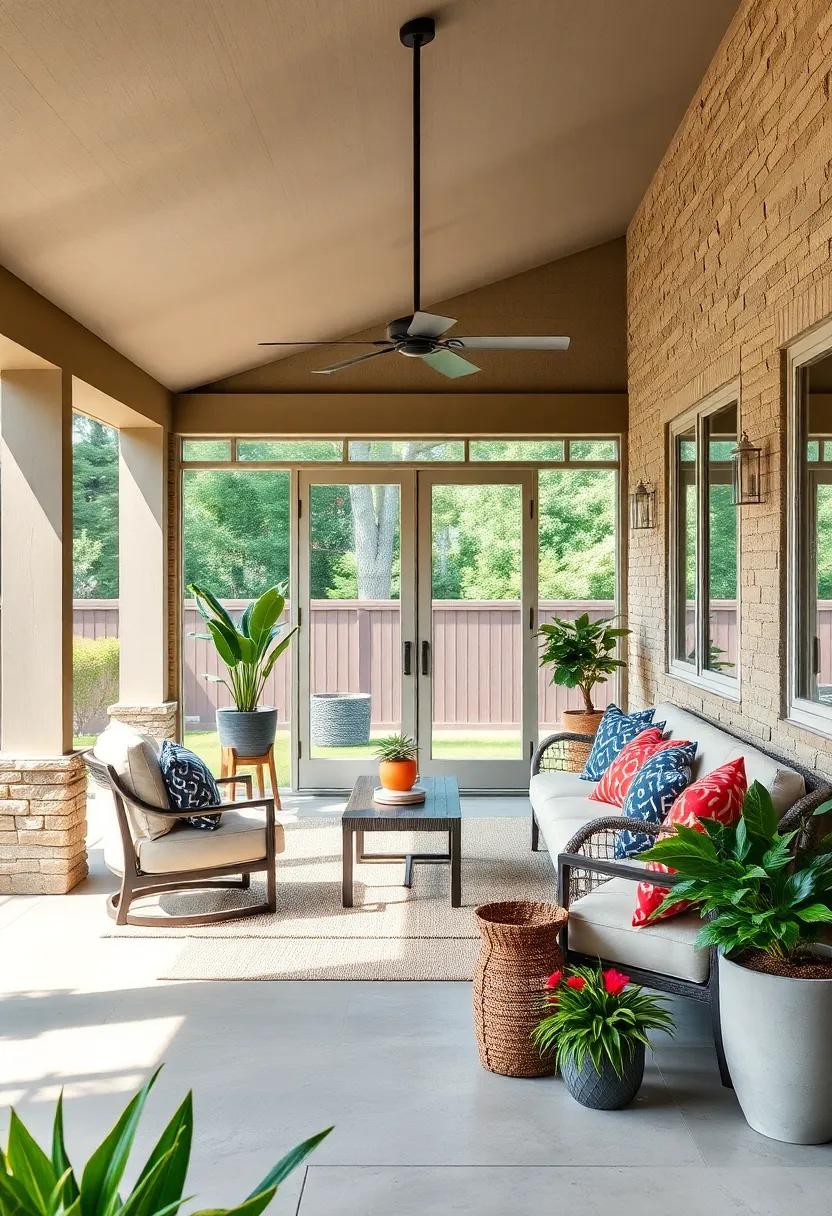 Incorporate multi-panel sliding doors that can fold entirely open to blend your porch with the yard on sunny days
