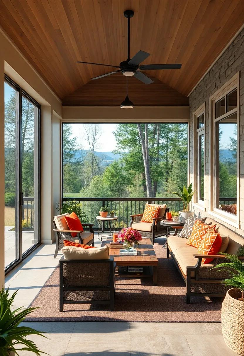 Use sliding doors to highlight scenic views, making your screened porch a tranquil retreat