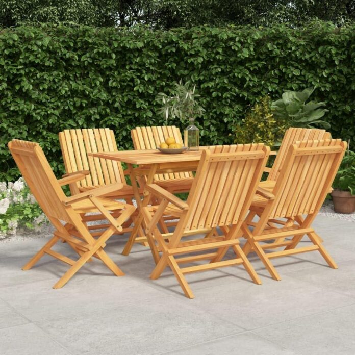 Our Take on the Solid Teak 7-Piece Patio Dining Set with Folding Chairs