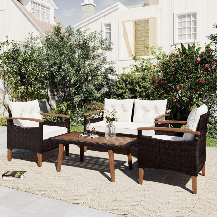 Our Honest Take on the 4-Piece Beige Rattan Patio Set