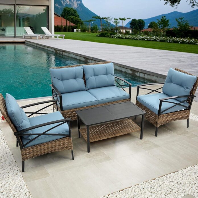 Our Honest Take on the 4-Piece Blue Outdoor Sectional Sofa Set