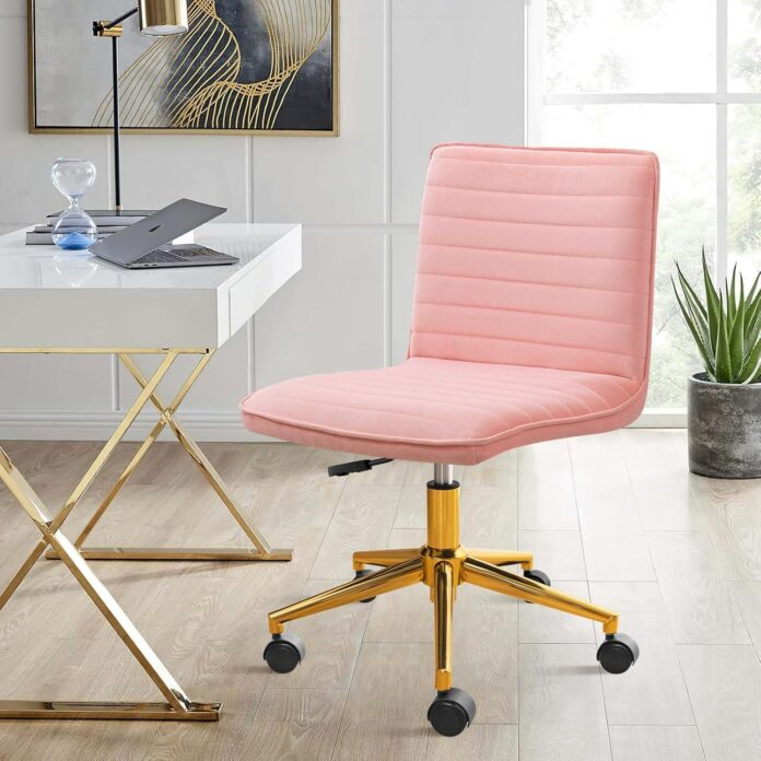 Why We Love the Furniliving Pink Velvet Rolling Chair Together