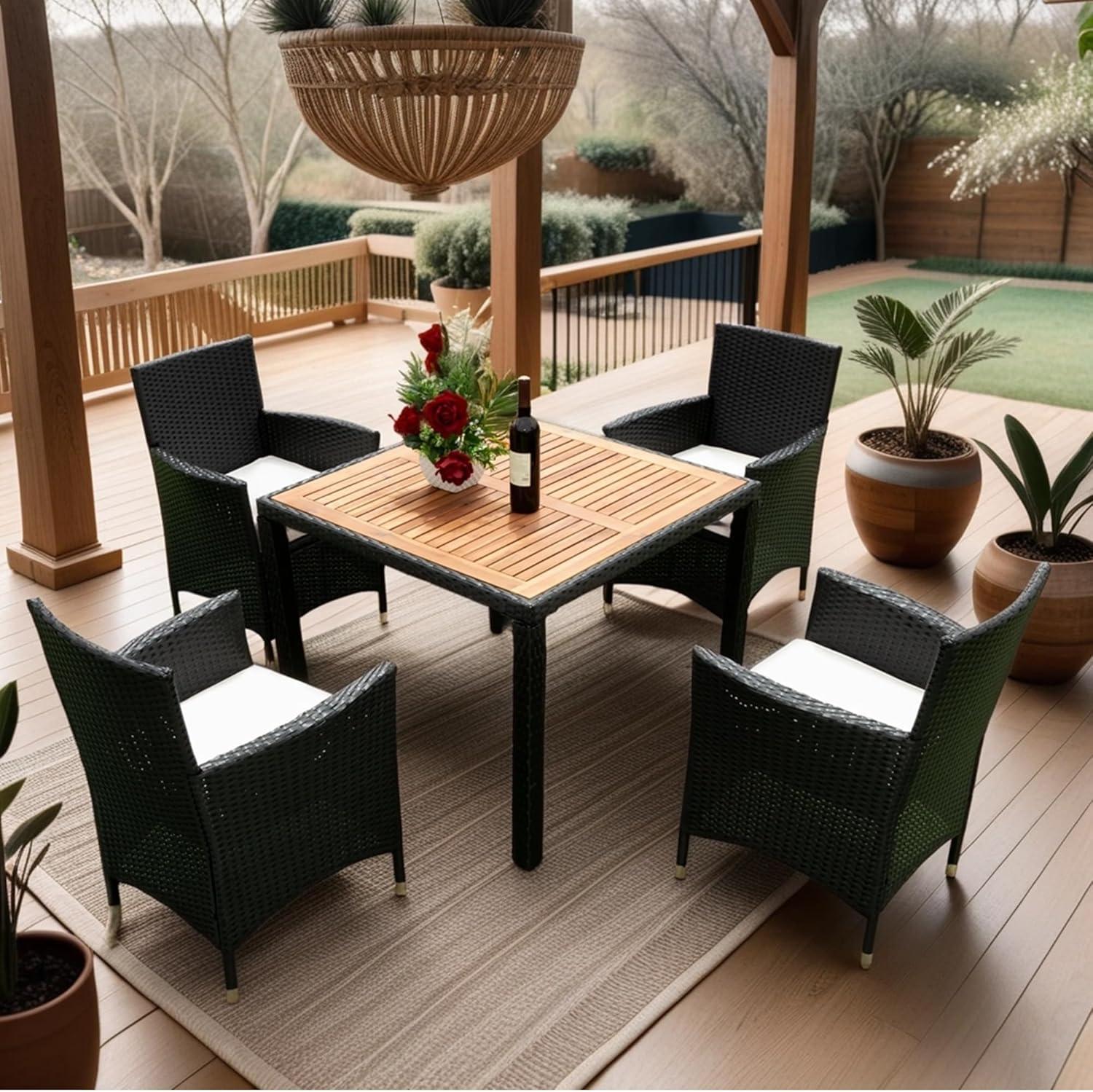 Our take on EMKK 5-Piece Wicker Dining Set: stylish & Sturdy Outdoors