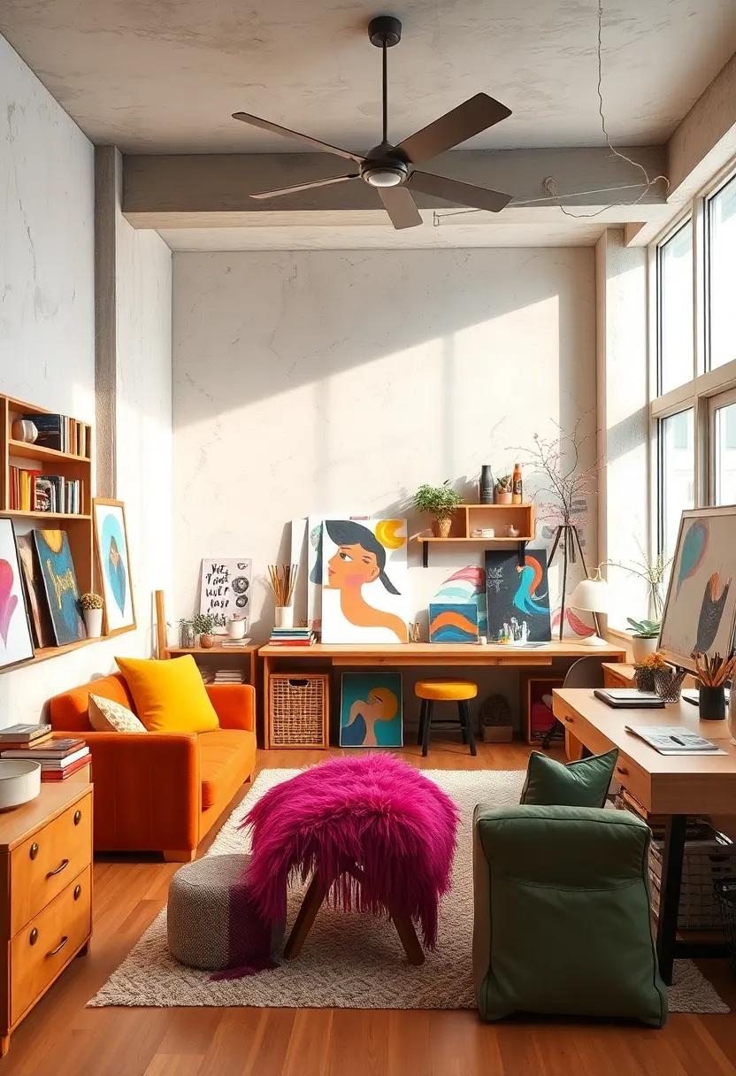 Incorporate a vibrant color palette to stimulate creativity and energy