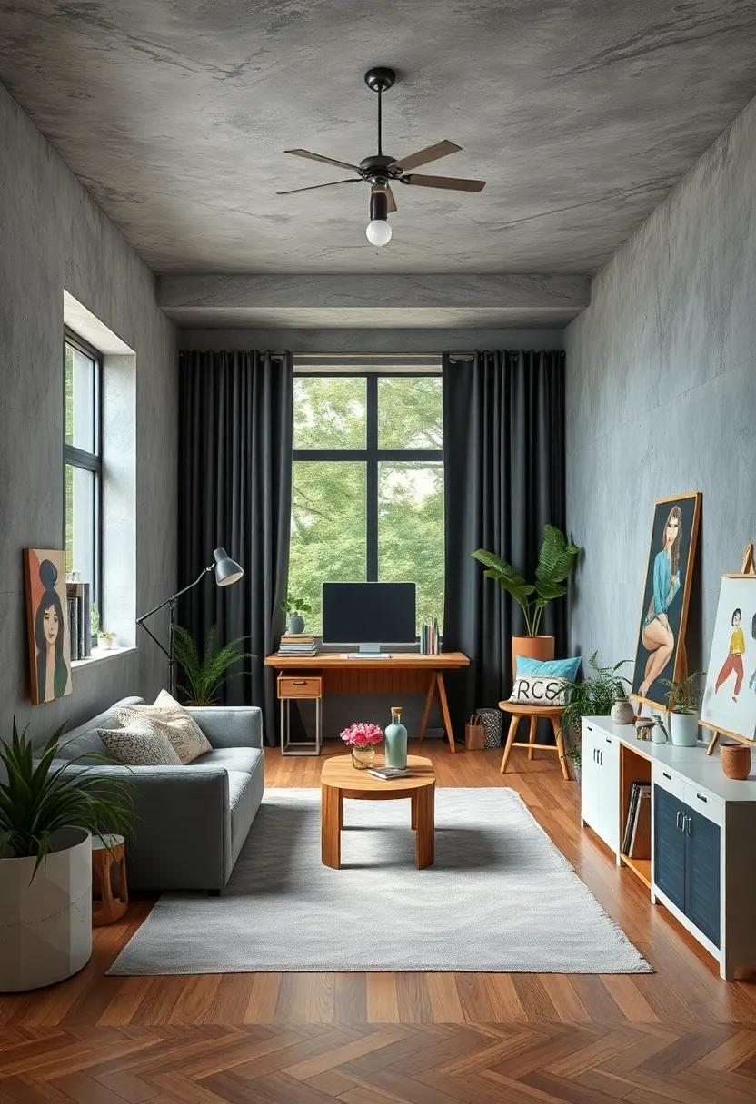 Incorporate a blackout curtain or blinds to control natural light during different creative tasks