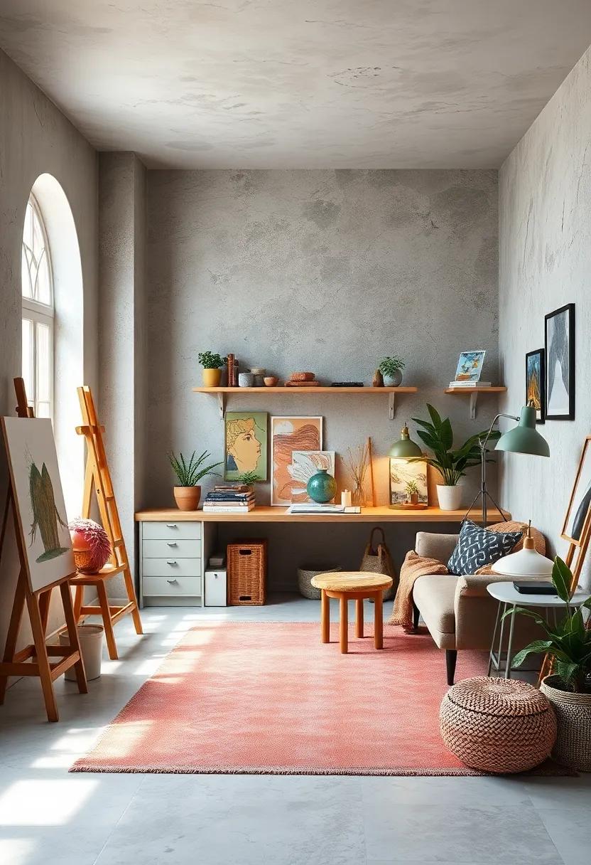 Create a multi-functional art station with space for painting, drawing, and crafting